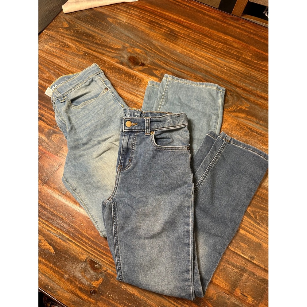 Lot of 2 Boys Jeans Sonoma Flexwear Light Wash & Wonder Nation Slim Blue Size 14